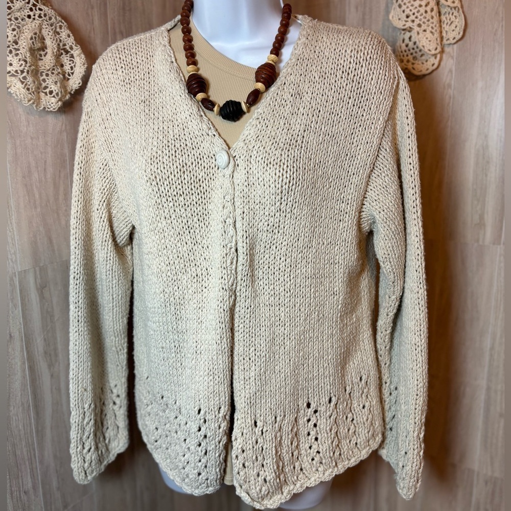 RICO Beige Knit Sweater Cardigan